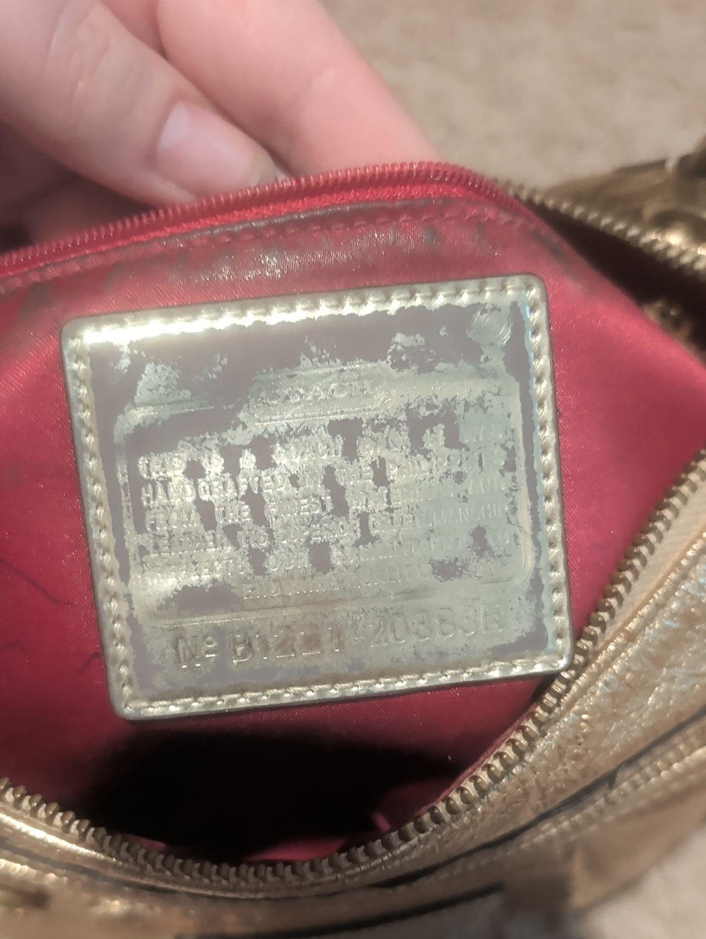 Coach Metallic Gold Shoulder Bag with Front Zip Pocket - Picture 5 of 5